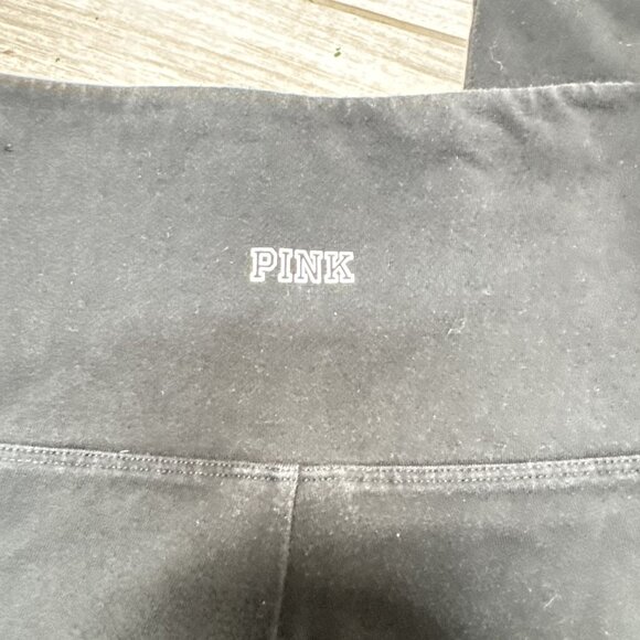 Victorias Secret PINK Size S Yoga Leggings Black Rainbow Logo High Waist - Picture 3 of 7